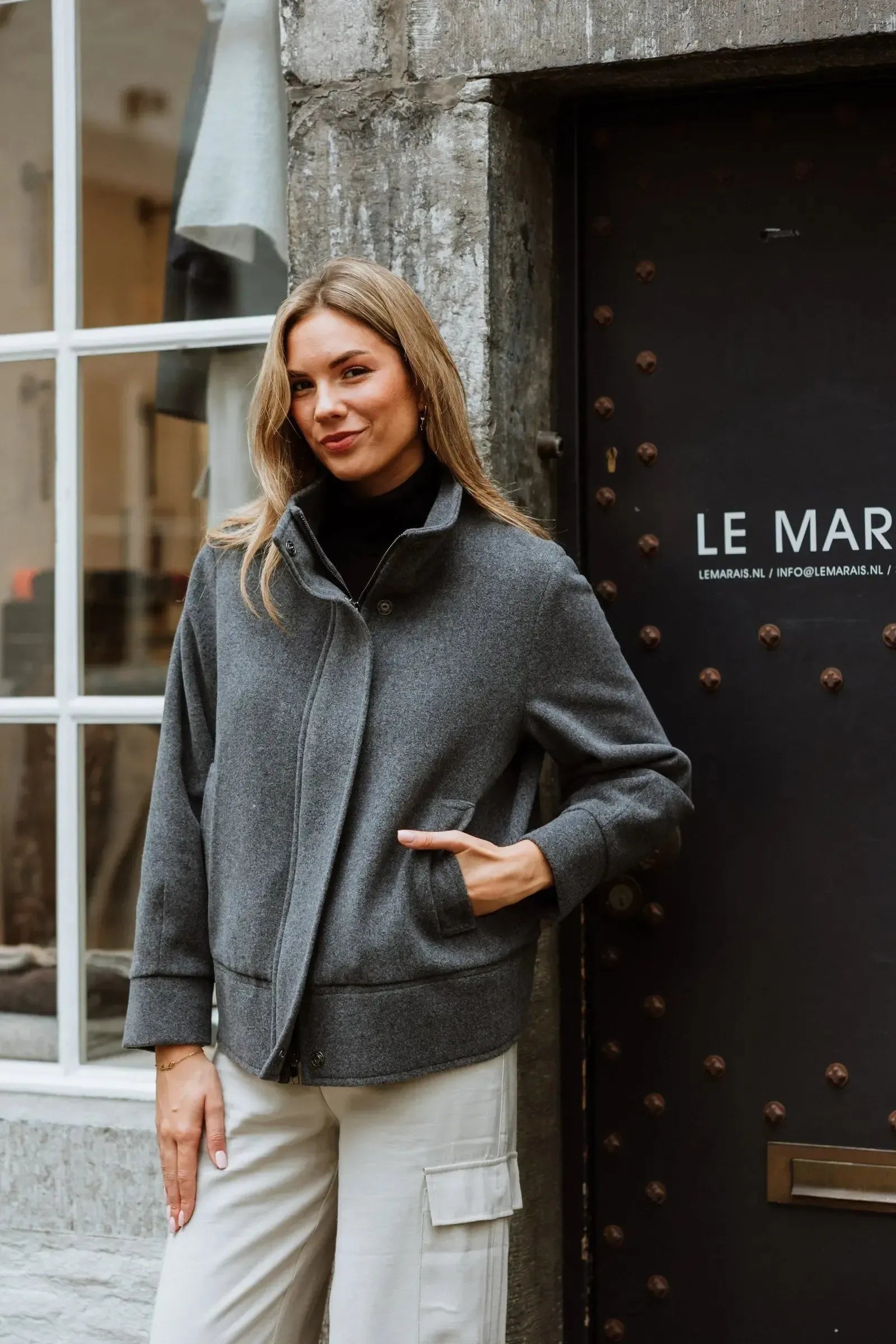 Korte Jas Met Ritssluiting Wol-Cashmere Mix-Le Marais