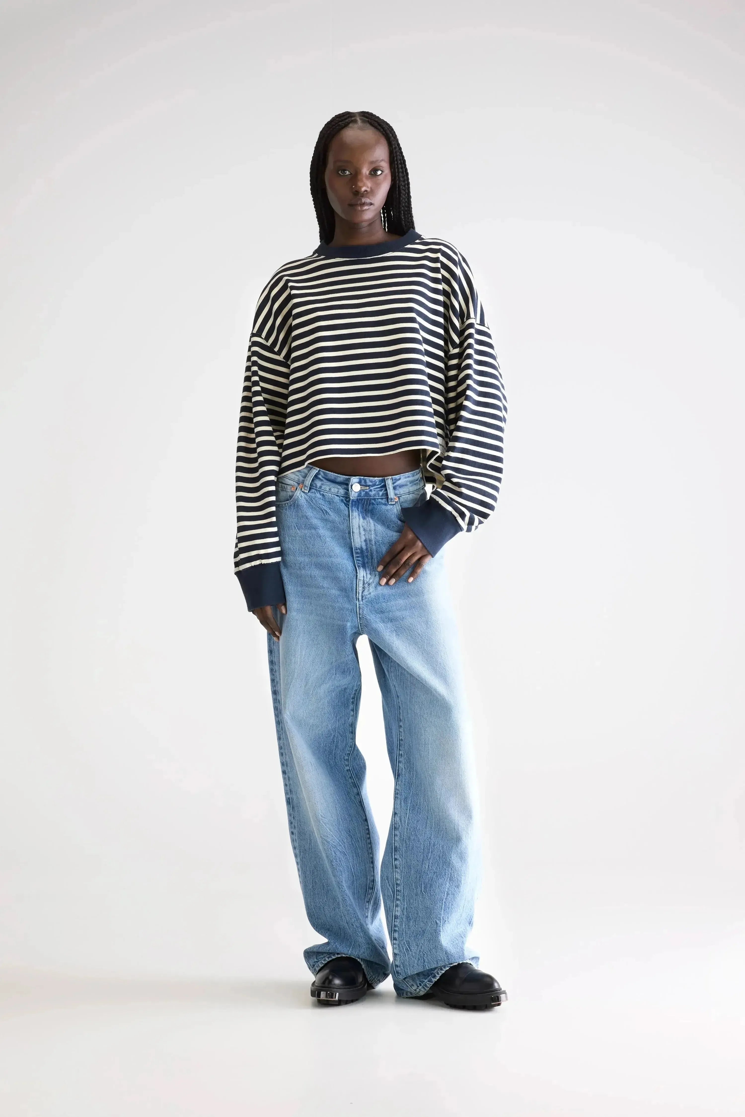 Kort Oversized Gestreept T-Shirt Met Lange Mouwen Franto-Le Marais