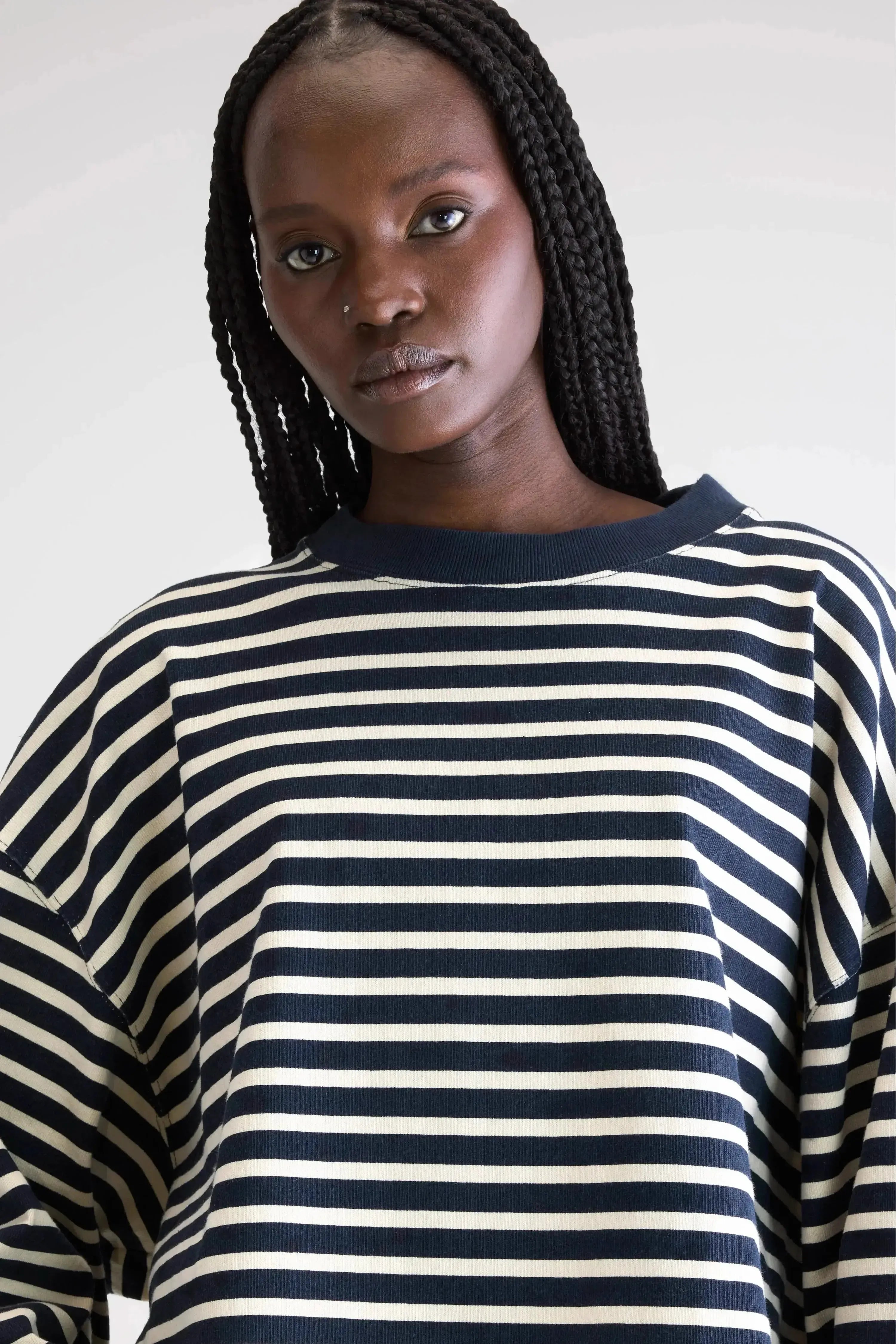 Kort Oversized Gestreept T-Shirt Met Lange Mouwen Franto-Le Marais