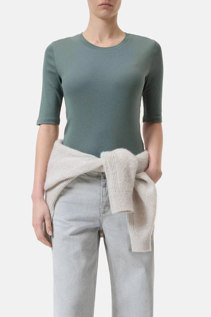 Closed | Slim Fit T-shirt Korte Mouw Faded Green-Le Marais