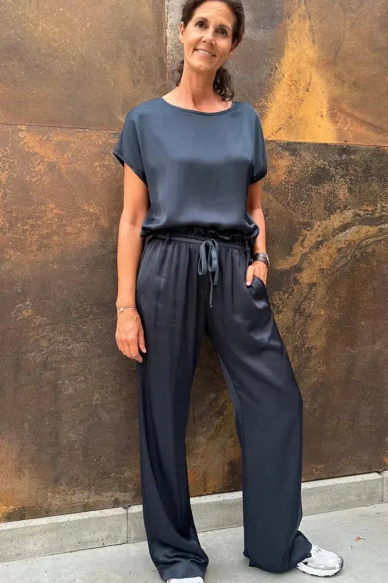 No Man's Land | Silk Look Top Met Aangeknipte Mouw-Le Marais