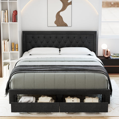 Homfa King Size Bed Frame with Adjustable Headboard, Diamond Tufted Up –  homfafurniture
