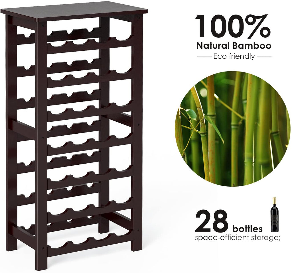 Homfa Bamboo Wine Rack, 7 Free Standing Storage Display – homfafurniture