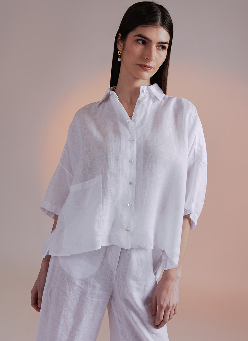 Dario Cropped Wide Short-Sleeve Shirt