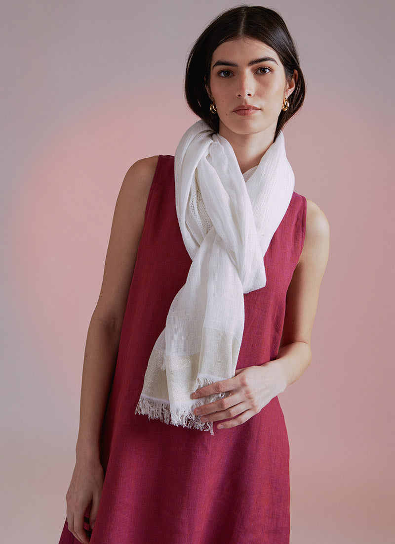 Kylie Oblong Scarf with Tonal Border