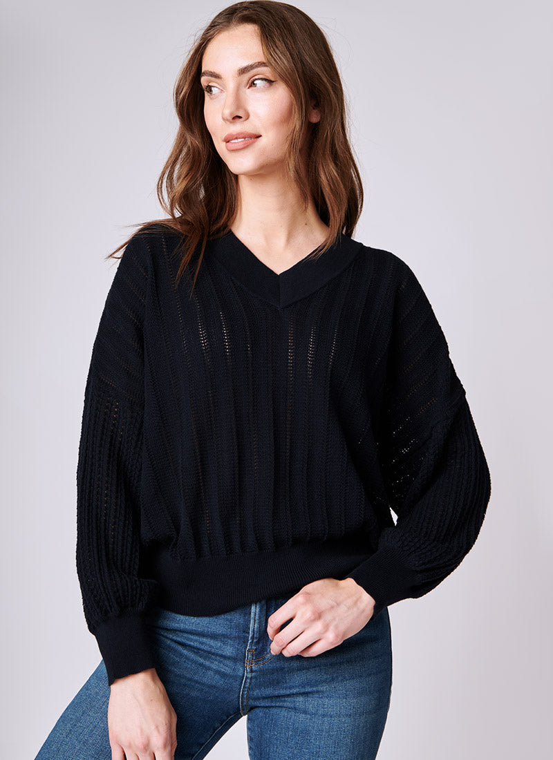 Oversized Mixed Pointelle Pullover