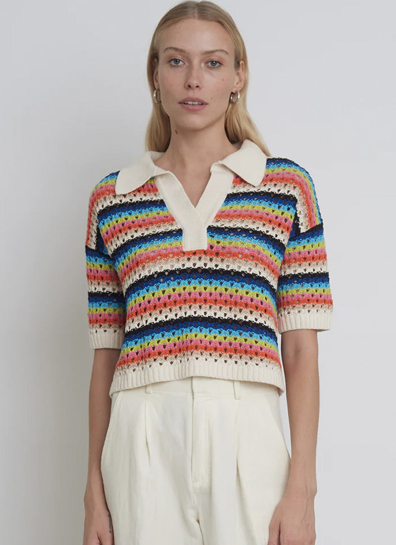 Nina Crochet Polo Sweater