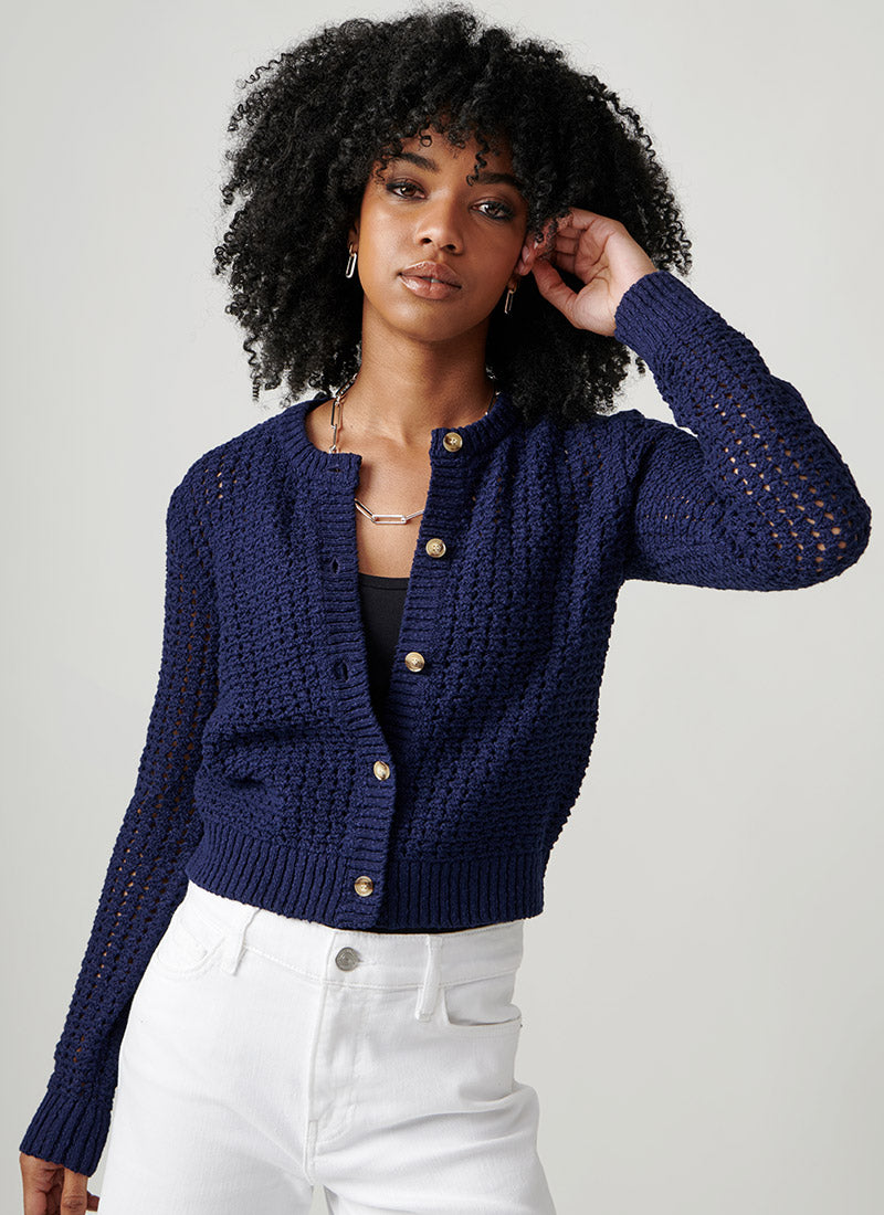 Tape Yarn Cropped Cardigan