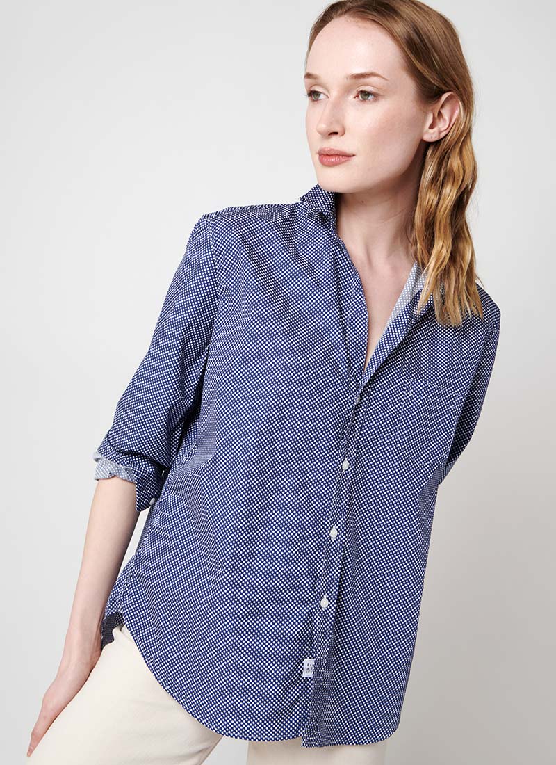 Eileen Navy White Polkadot Shirt