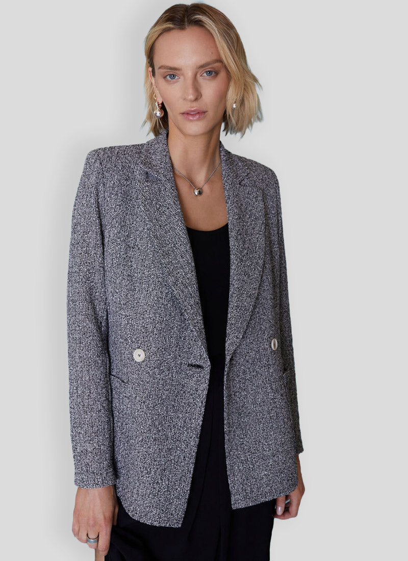 Double-Breasted Blazer With Shoulder Pads