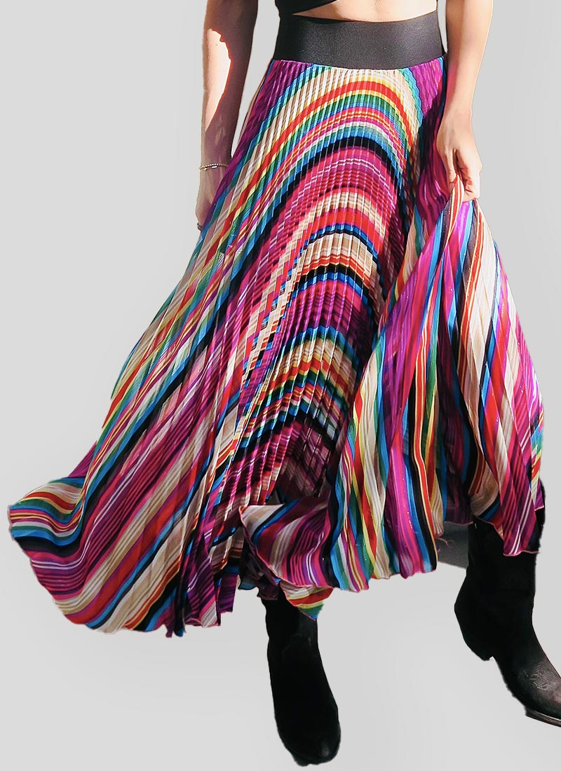Multi-Stripe Midi Skirt