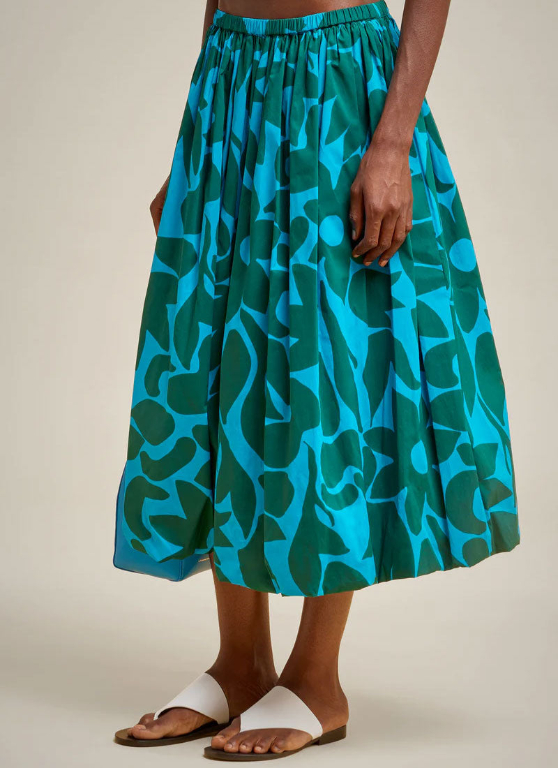 Floral Stencil Midi Skirt