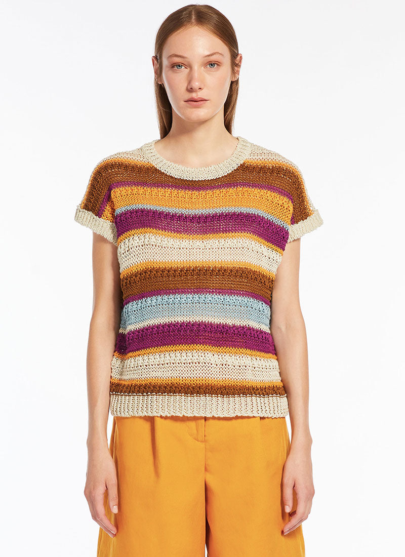 Acceso Striped Short-Sleeve Sweater