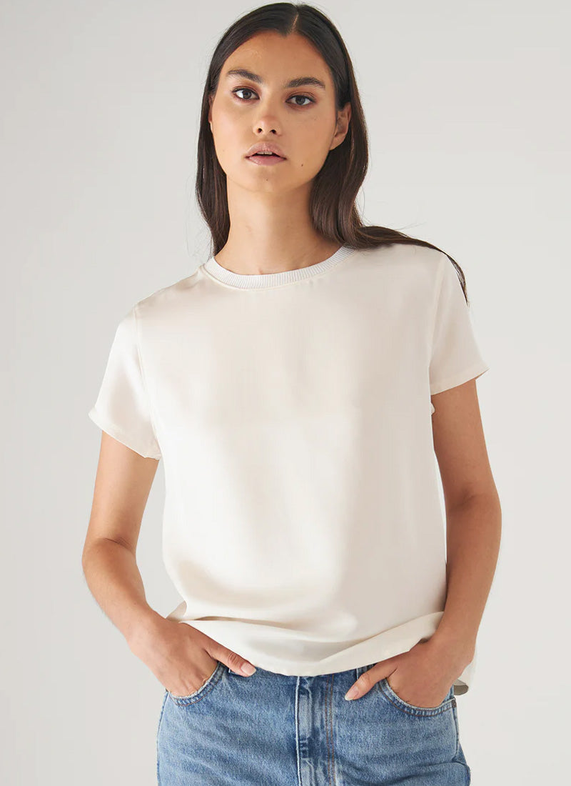 Short-Sleeve Silk Crewneck T-Shirt