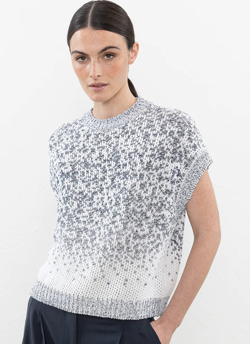 Cap Sleeve Short-Sleeve Knit with Lurex Detail