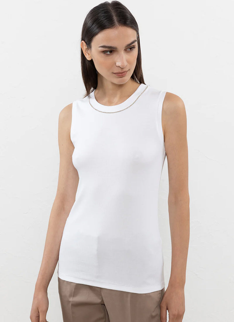 Rib Jersey Tank with Brilliant Detail