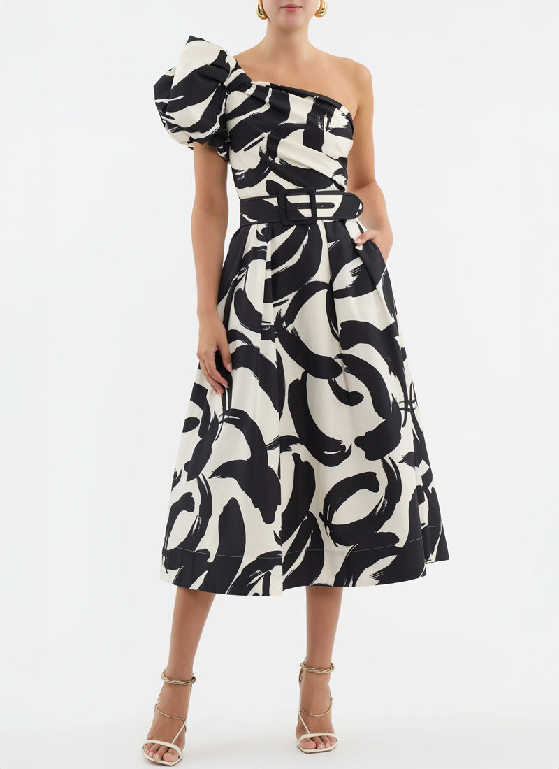 Pompidou One-Shoulder Midi Dress