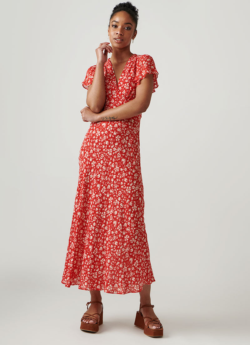 Florida Short-Sleeve Print Midi Dress