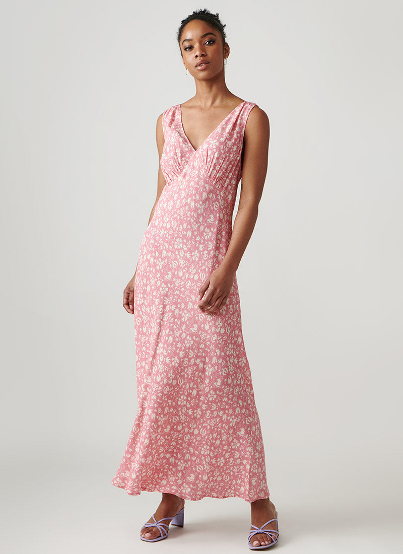 Sandrine Sleeveless Pink Midi Dress