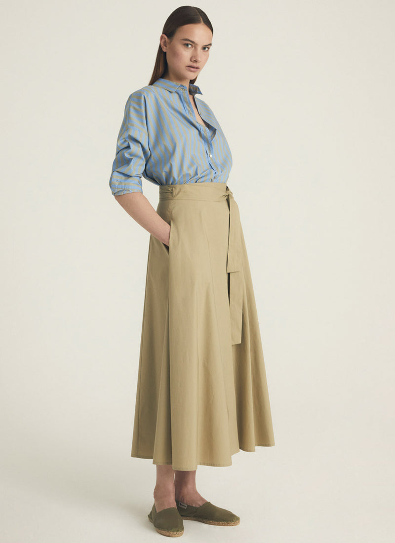 Stretch-Poplin Wrap Skirt