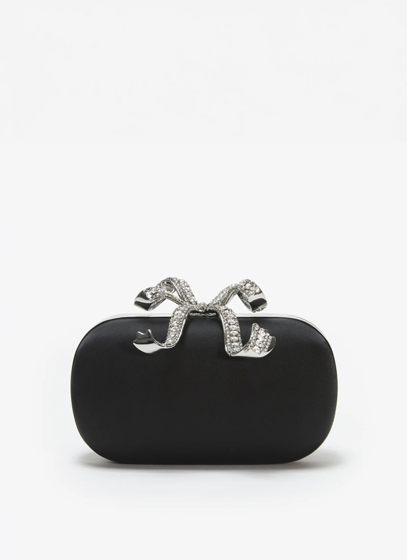 Black Satin Bow Pouch