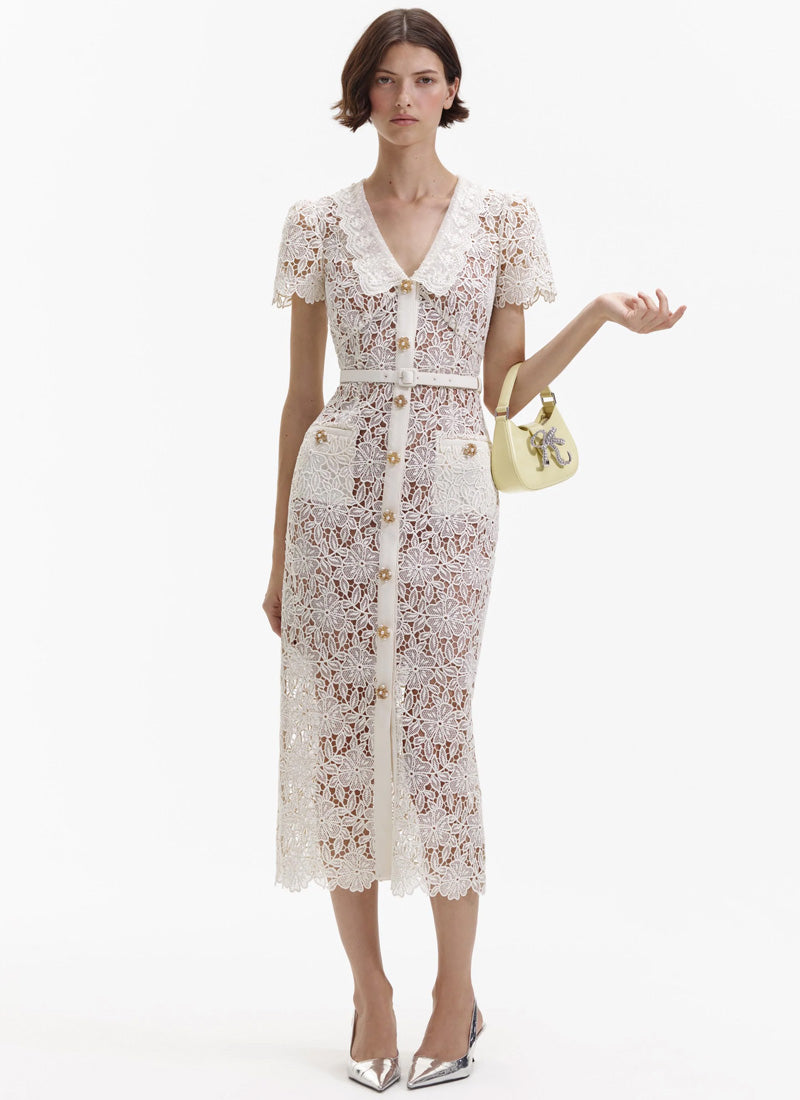 Cream Lace Midi Dress