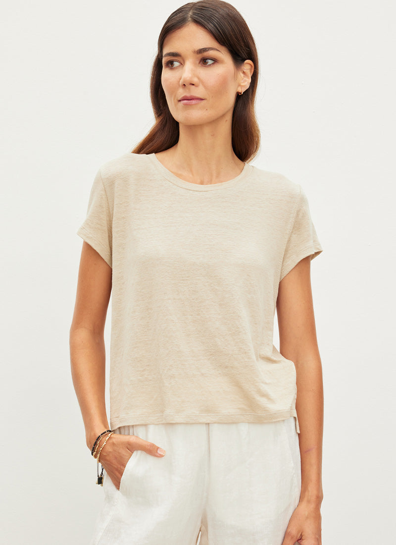 Casey Linen Knit Crewneck Top