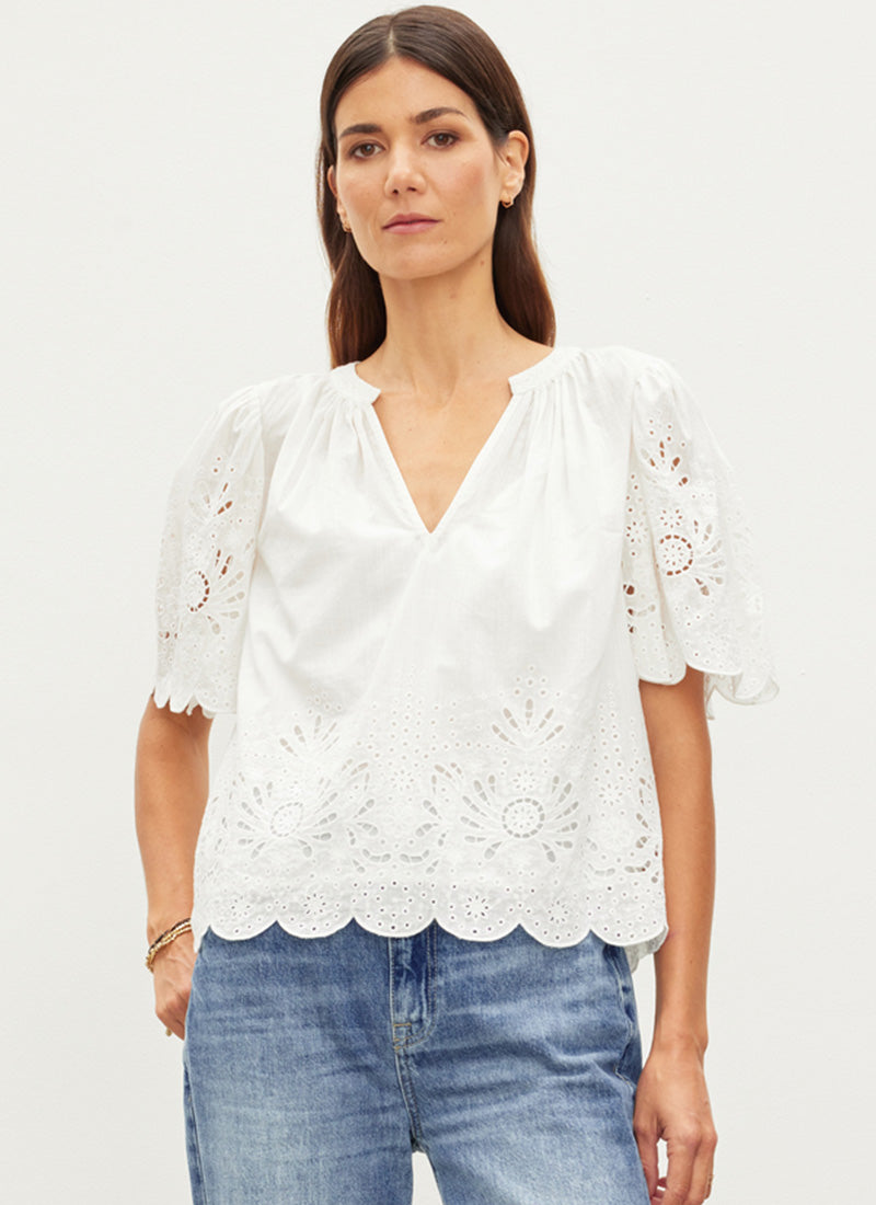 Razi Embroidered Lace Top