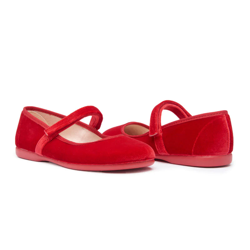 CLASSIC VELVET MARY JANES IN RED - CHILDRENCHIC