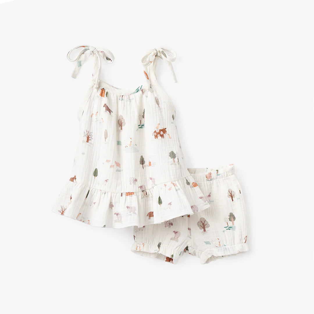 ON THE FARM ORGANIC MUSLIN TIE TOP SET - ELEGANT BABY
