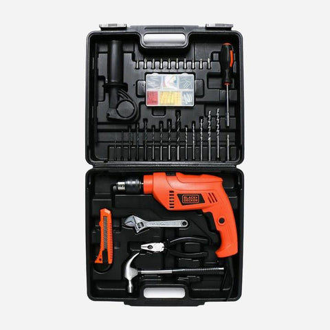 BLACK & DECKER Hammer Drill 10mm with Toolbox & Accessories (TP555KPR-XD)