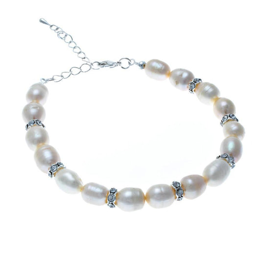 Grace Freshwater Pearl and Diamante Rondelles Bracelet
