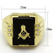 Load image into Gallery viewer, TK795 - Stainless Steel Ring IP Gold(Ion Plating) Men Semi-Precious Jet
