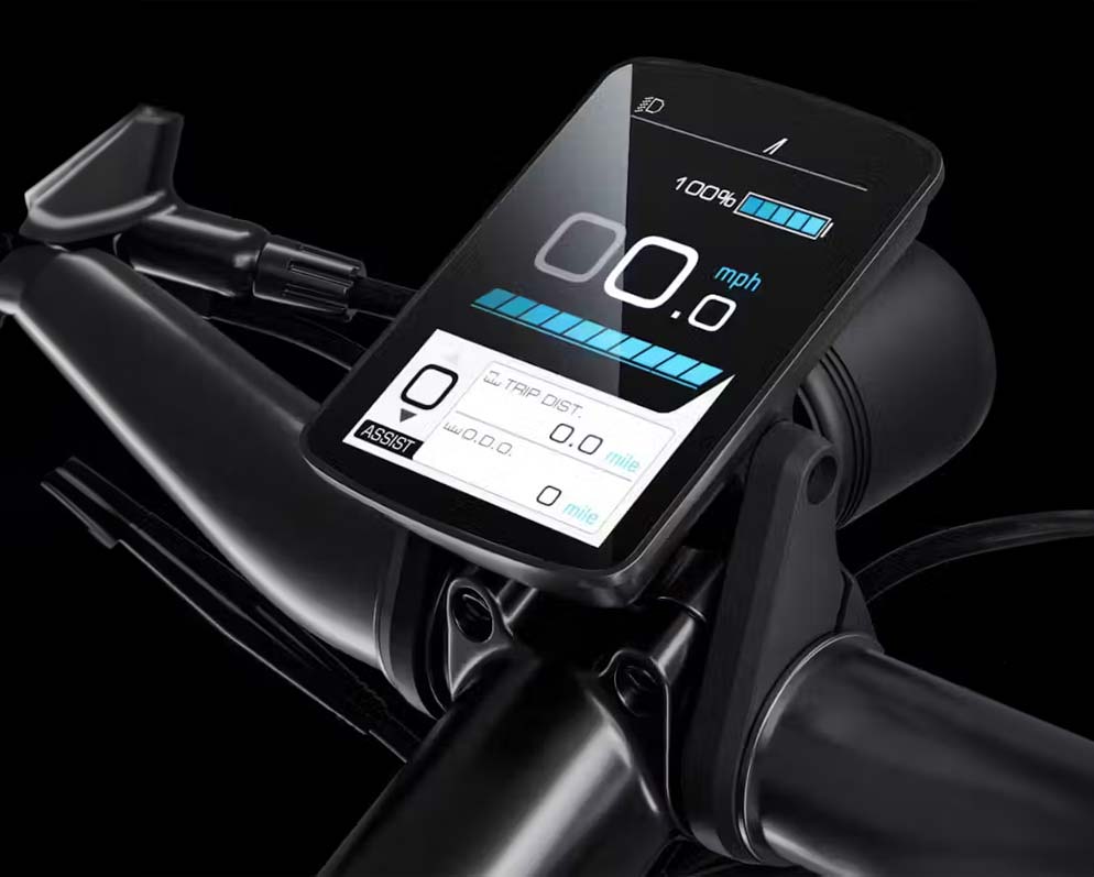 Keep tabs on your bike's stats with Backlit Colour Display