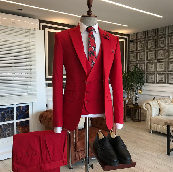 3 pieces Red Tuxedo suit – stevepalmerstore