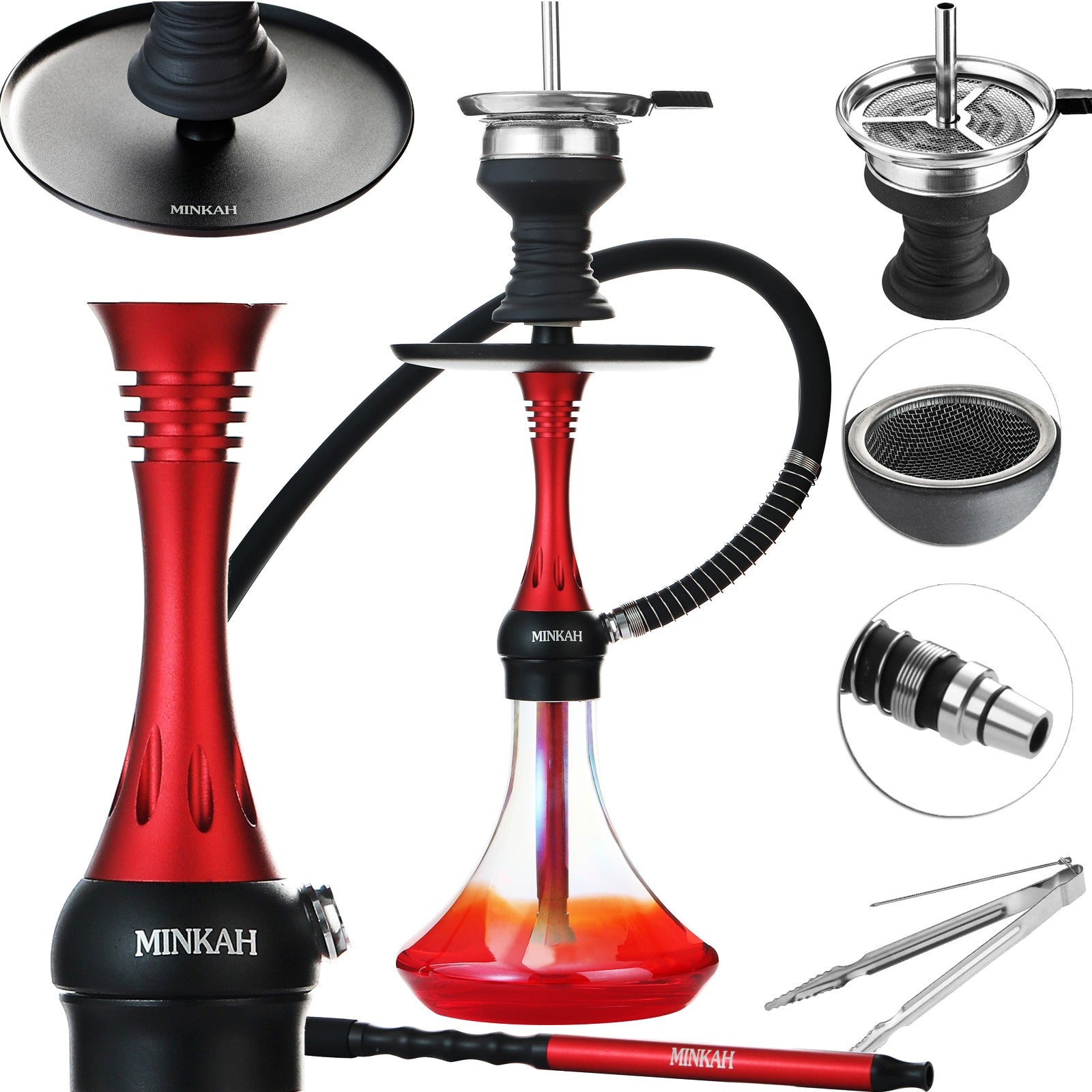 Hookah Set 19 With Silicone Hose Bowl Tongs Mouth Tips Everything Acc Minkah Hookah