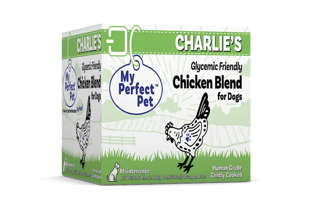 Charlie's Glycemic Friendly Chicken Blend for Dogs, by My Perfect Pet (product package)