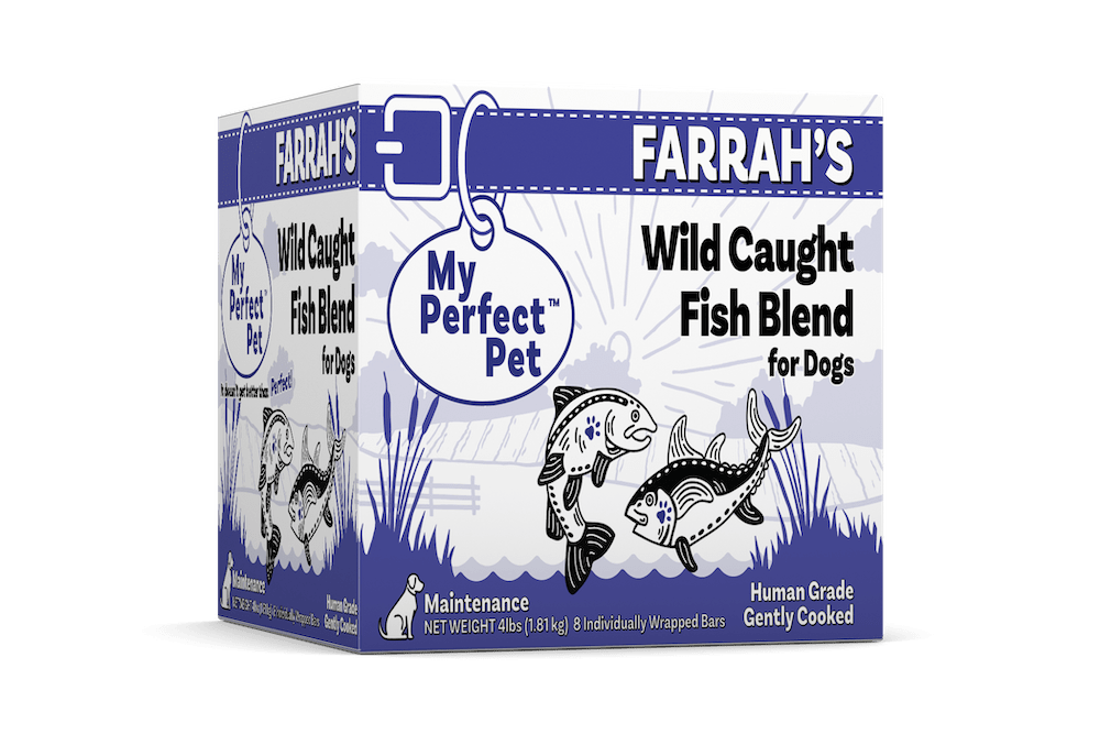 Farrah's Wild Caught Fish Blend for Dogs, by My Perfect Pet (product package)