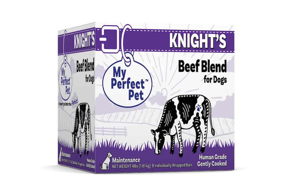 Knight's Beef Blend for Dogs, by My Perfect Pet (product package)