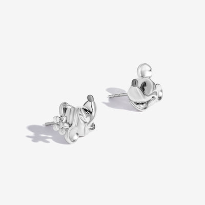 Mickey and Minnie Mouse Stud Earrings, Sterling Silver