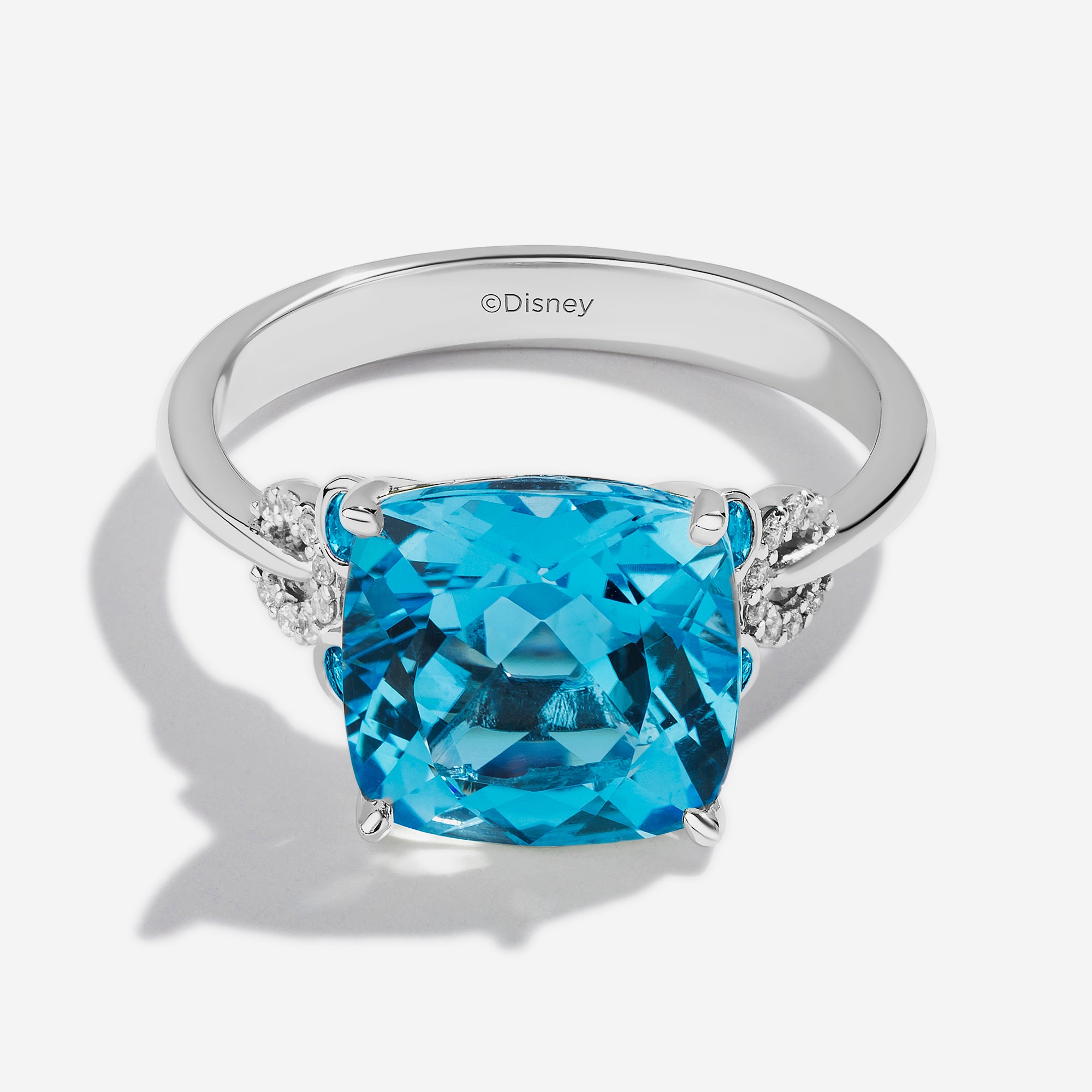 Mickey Mouse Blue Topaz Cocktail Ring with 1/10 CTTW Diamonds