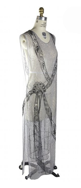 Grey Art Deco Overlay Dress 1920's