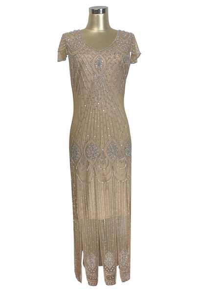1920's Gatsby Flutter Sleeve Beaded Party Dress - The Starlet - Full-L
