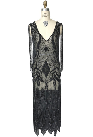 1920s Vintage Flapper Fringe Deco Gown - The Kismet - Sapphire – The ...