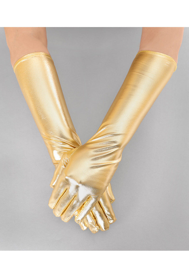 gold evening gloves