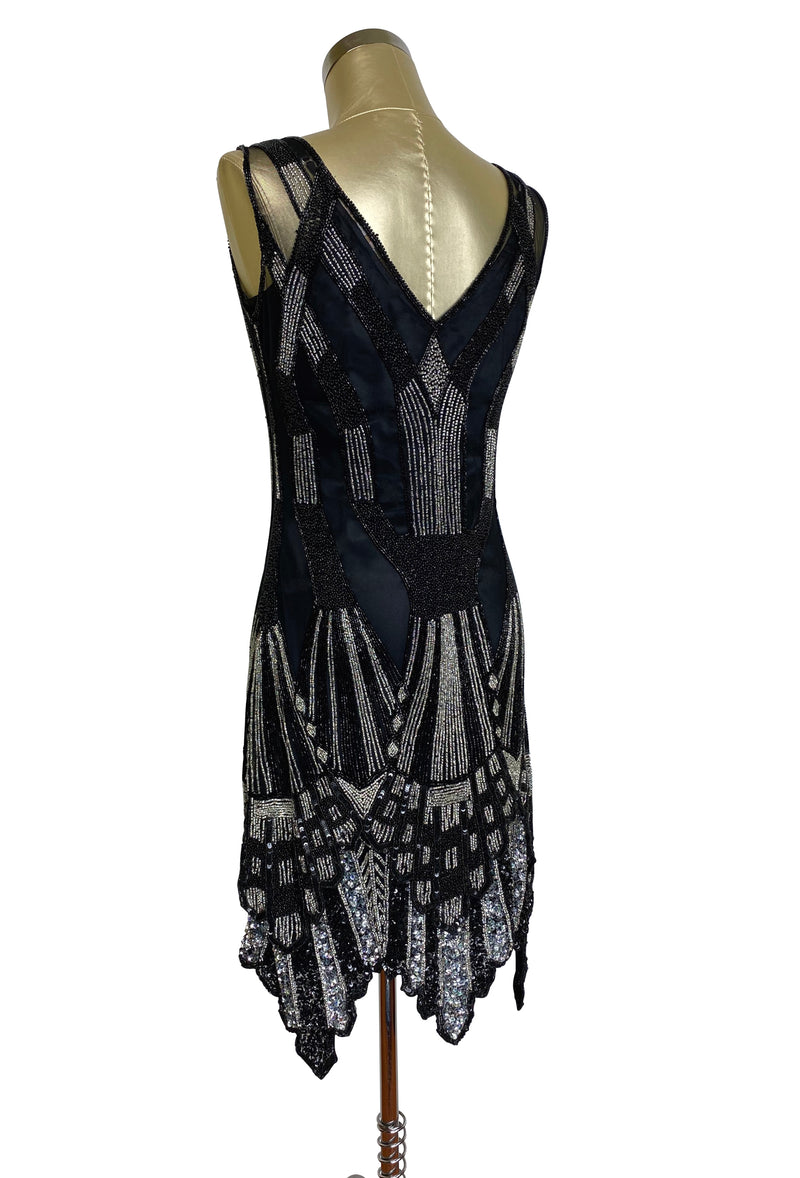 The Paris 1920's Handkerchief Art Deco Gown - Black Silver - Special E