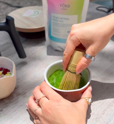 Whisking Yoko Organic Ceremonial Matcha