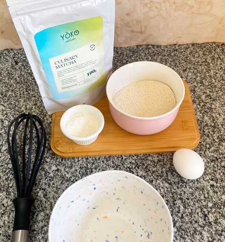 Matcha Pancakes Ingredients and Yoko Organic Culinary Matcha