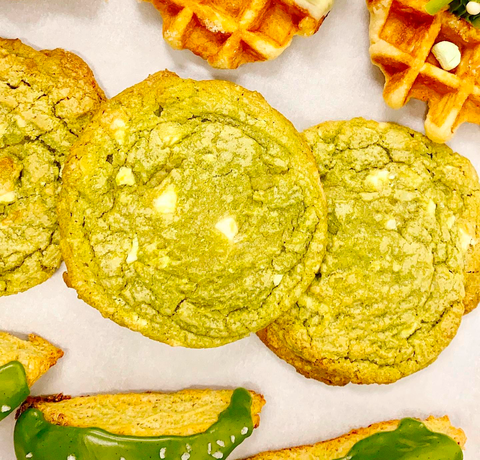 White Chocolate Chips Matcha Cookies