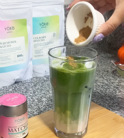 Matcha powder in protein shake